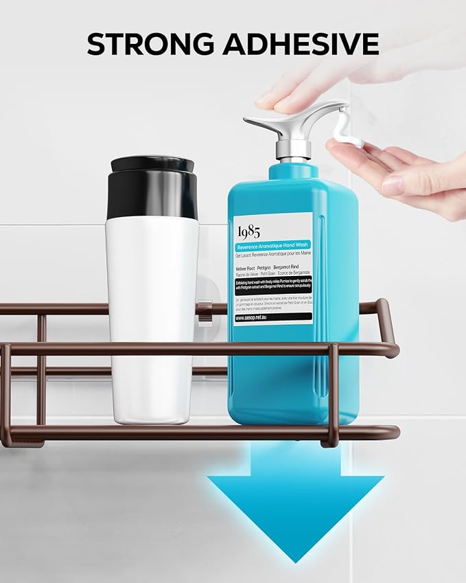 Nieifi Shower Caddy Shelf with Hooks Storage Rack Organizer Adhesive Stainless - Image 7