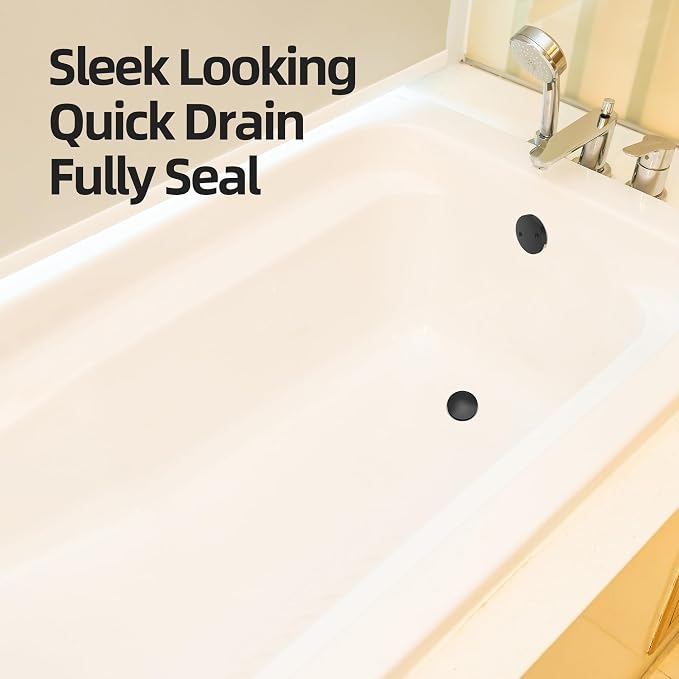 Matte Black Tub Drain Kit with Hair Catcher, Premium Brass Mushroom Tip-Toe - Image 3