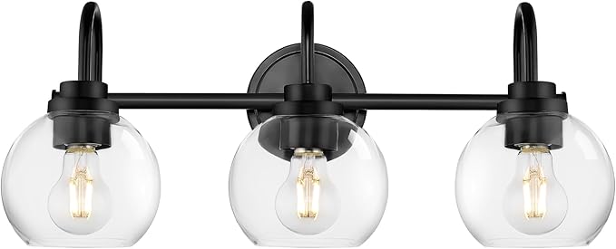 Bathroom Light Fixtures, 3-Light Matte Black Vanity Lights by Audickic