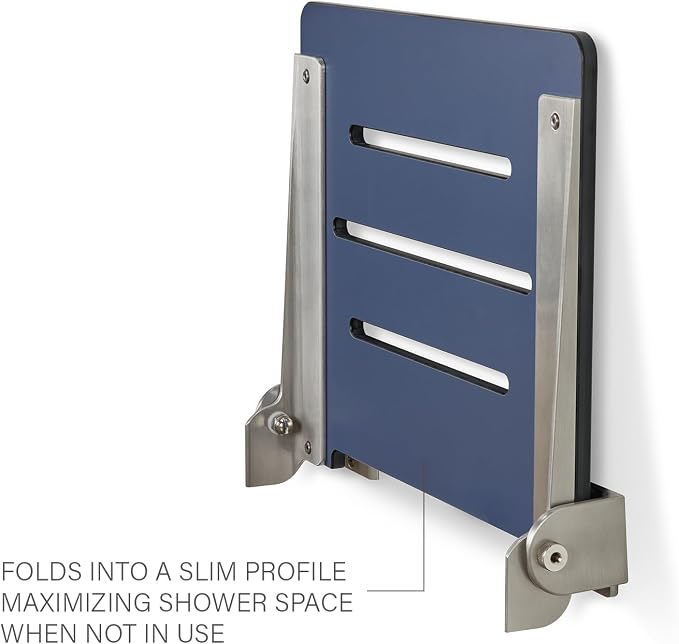 18 inch Silhouette Slimline Folding Wall Mount Shower Bench Seat - Image 11