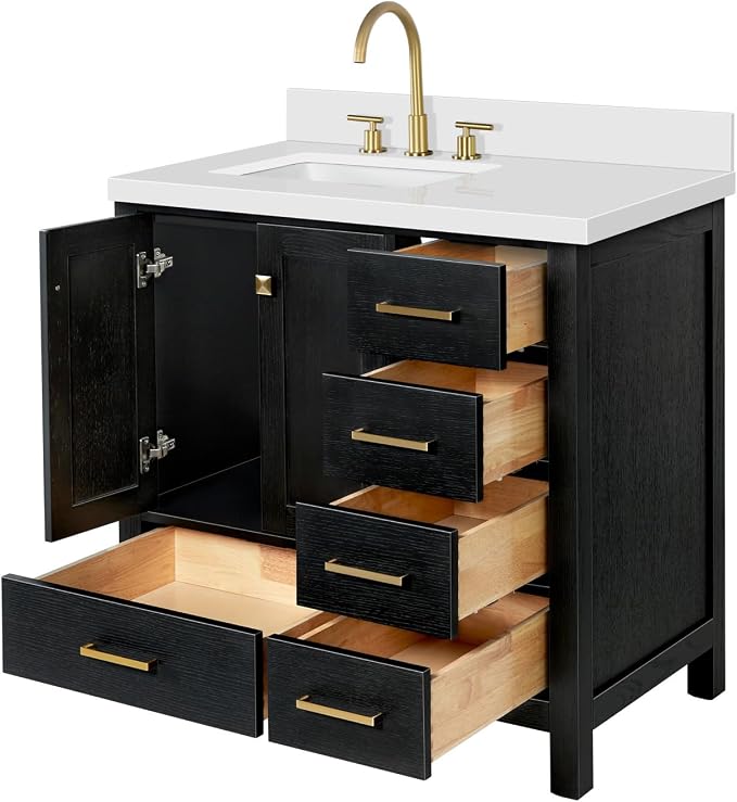 ARIEL Cambridge 37 Inch Single Rectangular Sink Bathroom Vanity - Image 6