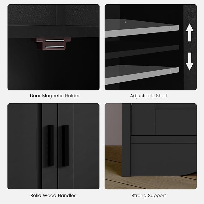 Iwell Storage Cabinet with Doors & Shelves, Kitchen Pantry Cabinet, Bathroom - Image 7