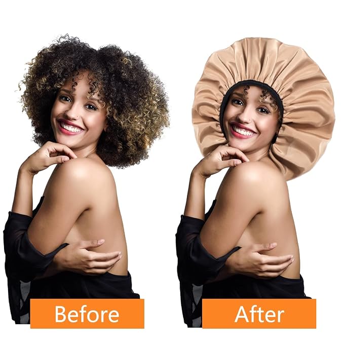 Auban Extra Large Shower Cap for Braids, Double-Layer Waterproof Reusable Satin - Image 6