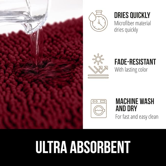 GORILLA GRIP Bath Rug Mat 30x20, Soft Absorbent Chenille, Quick Dry Microfiber - Image 4