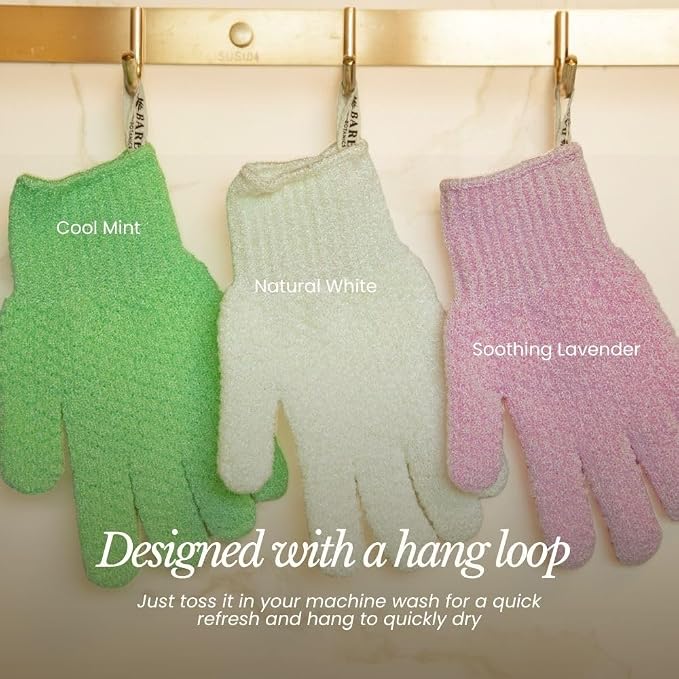 Bare Botanics 4 Pack White Exfoliating Gloves - Image 5