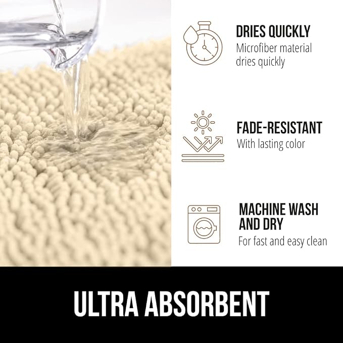 GORILLA GRIP Bath Rug Mat 30x20, Thick Soft Absorbent Chenille, Quick Dry - Image 5