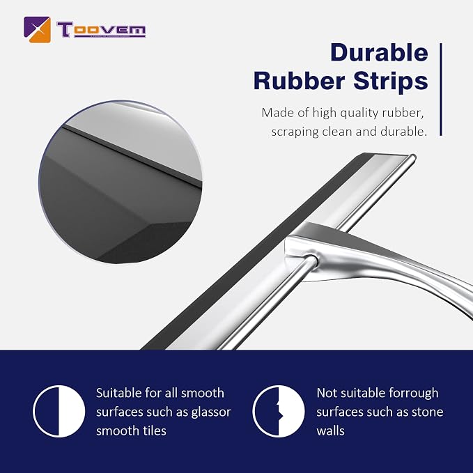 TOOVEM 14 Inch Shower Squeegee for Glass Doors, Car Windshield, Shower Cleaning - Image 5