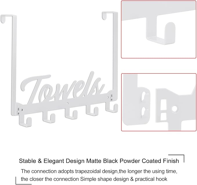 Over The Door Hooks, Towel Rack - Image 3