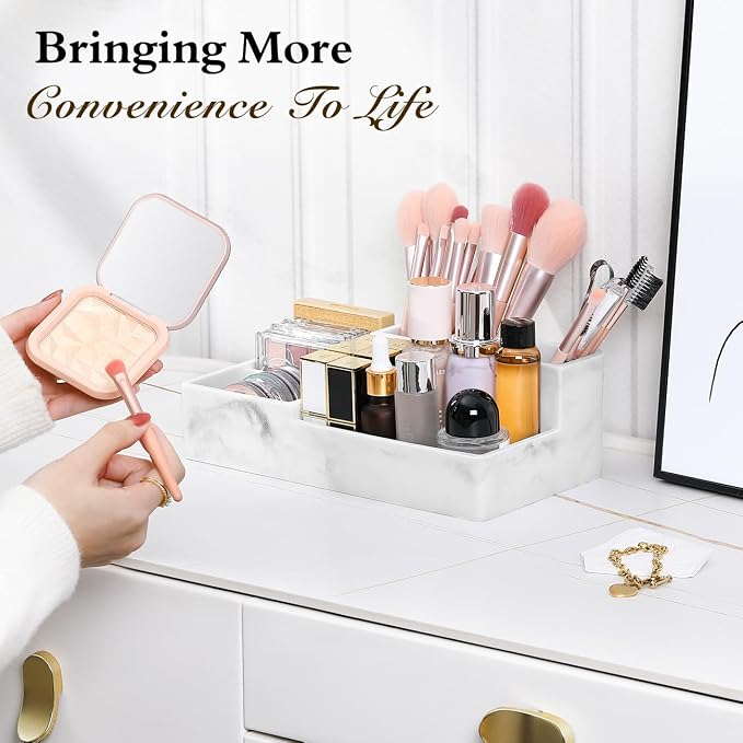 Luxspire Bathroom Counter Organizer, Marble Toothbrush Holder - Image 7