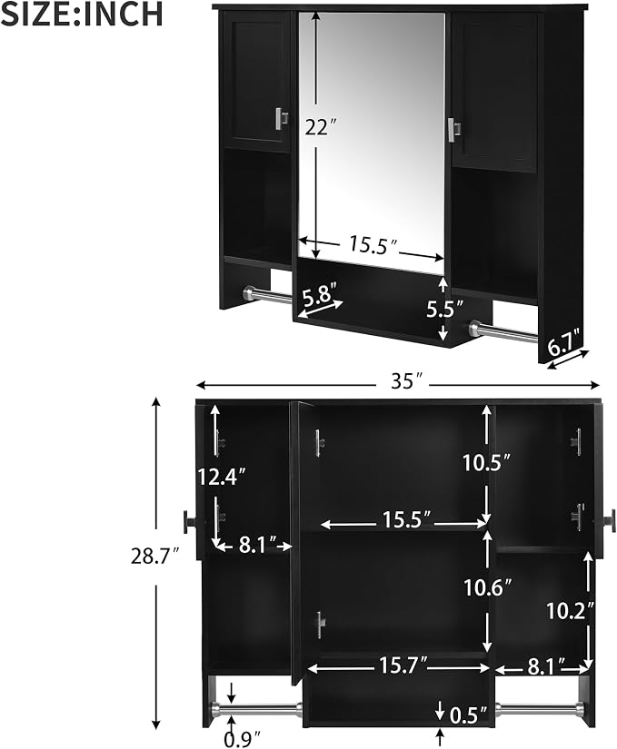 Bathroom Medicine Cabinet, Wall Mounted Bathroom Storage Cabinet - Image 3