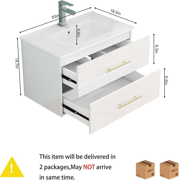 32" Wall Mounted Bathroom Vanity - Image 2