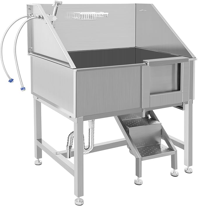 38 Inch Dog Grooming Bathtub Station, Professional Stainless Steel Wash Shower - Image 8
