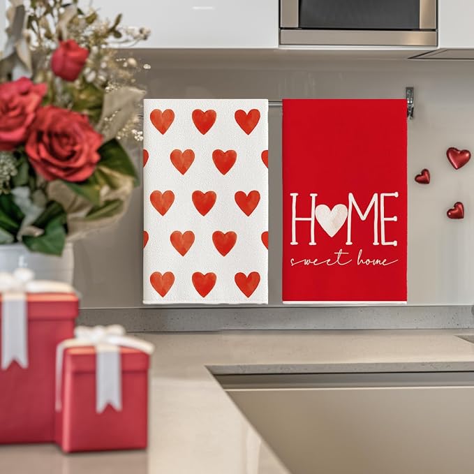 Artoid Mode Red Heart Love Valentine's Kitchen Towels Dish Towels, 18x26 Inch - Image 4