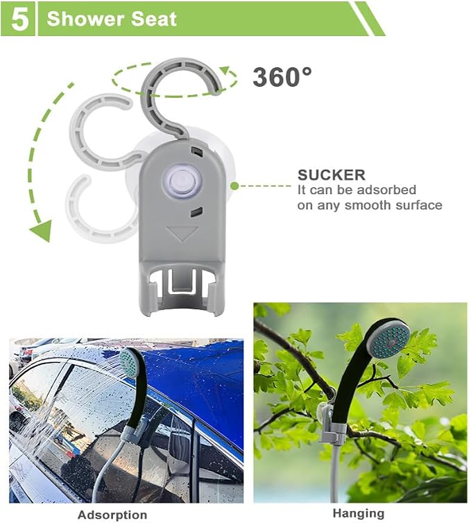 Portable Outdoor Shower Pump Camping Shower Pump Rechargeable LED IPX8 - Image 3