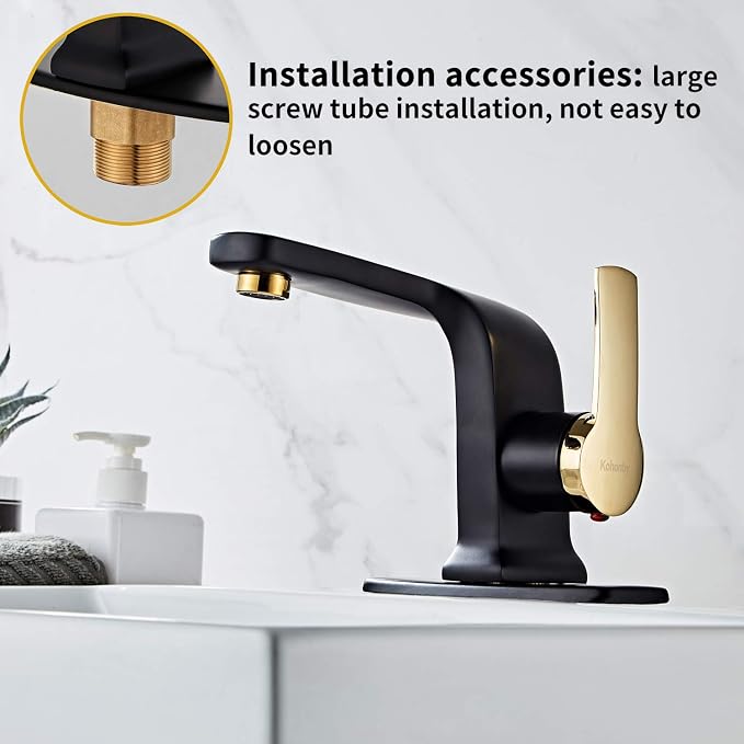 Modern Matte Black Bathroom Faucet, Single Handle Commercial Bathroom Sink - Image 3