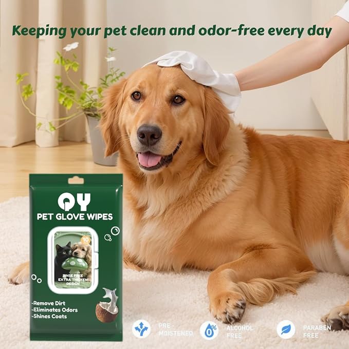 20-Pack Extra Thick Pet Cleaning Glove Wipes - Image 2