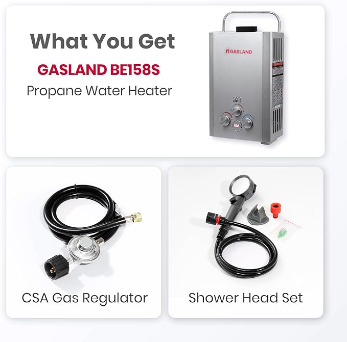 Gasland BE158S 1.58GPM 6L Outdoor Portable Propane Gas Tankless Water Heater - Image 5