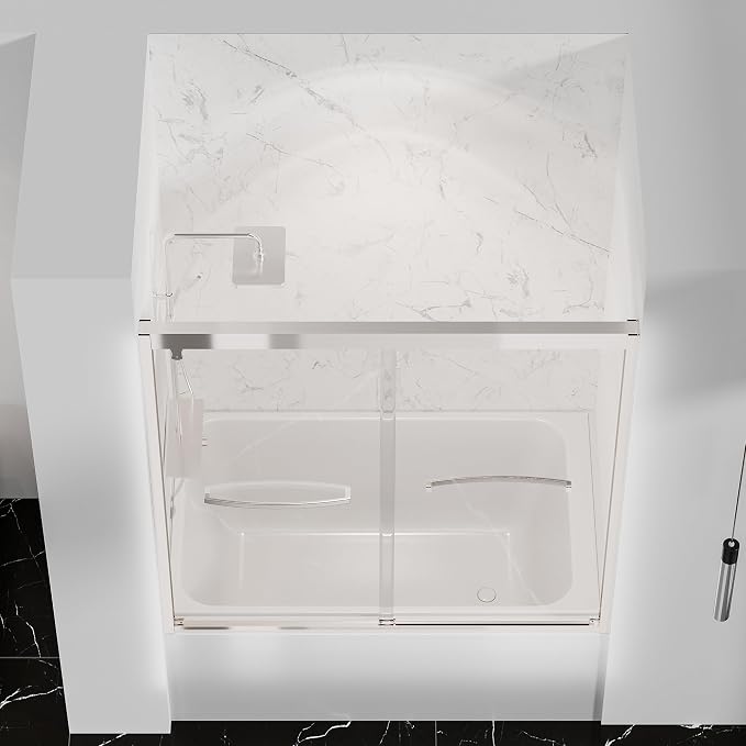 Bathtub Double Sliding Shower Door 55-59 in, Water Repellent Tub Shower Door - Image 3