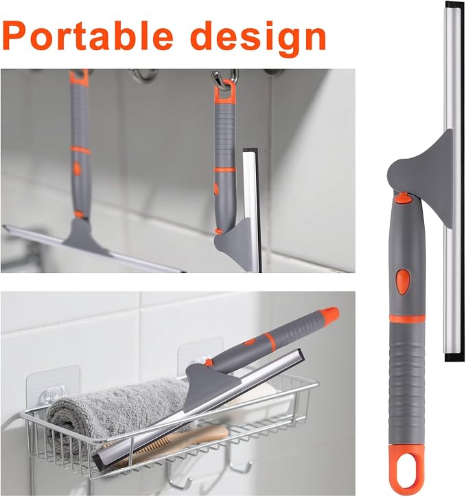 ITTAHO Swivel Shower Squeegee for Glass Doors, All-Purpose Anti-Slip Window - Image 4