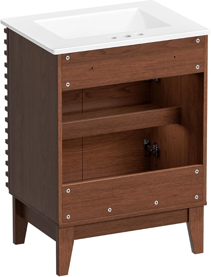 ROOMTEC 24" Walnut Modern Freestanding Bathroom Vanity Sink - Image 9
