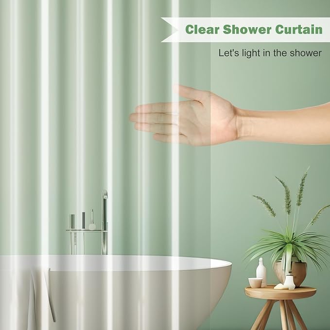 UFRIDAY 96 inches Shower Curtain Liner Long Clear, Waterproof PEVA, Metal - Image 2