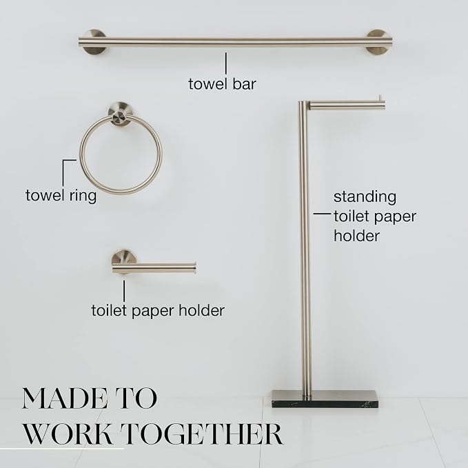 MARMOLUX ACC Free Standing Brushed Nickel Toilet Paper Holder Stand - Image 9
