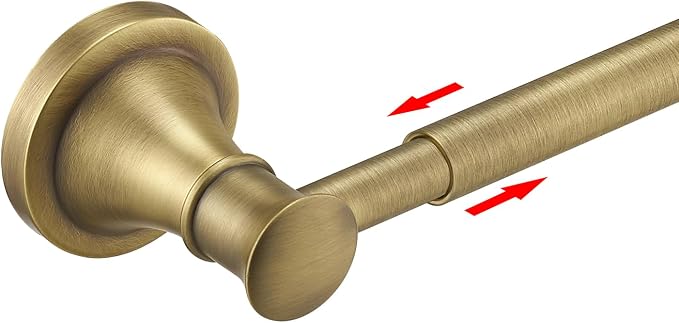 BESy Adjustable Antique Brass 16.5 to 28.7 Inch Bath Towel Bar Rack by BESy