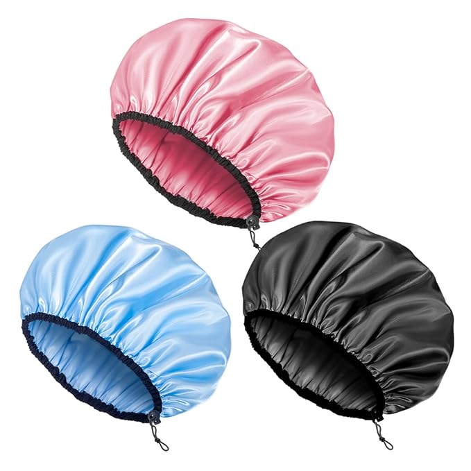 Auban Shower Cap for Women, Adjustable Reusable, Extra Large, Double-Layer by Auban