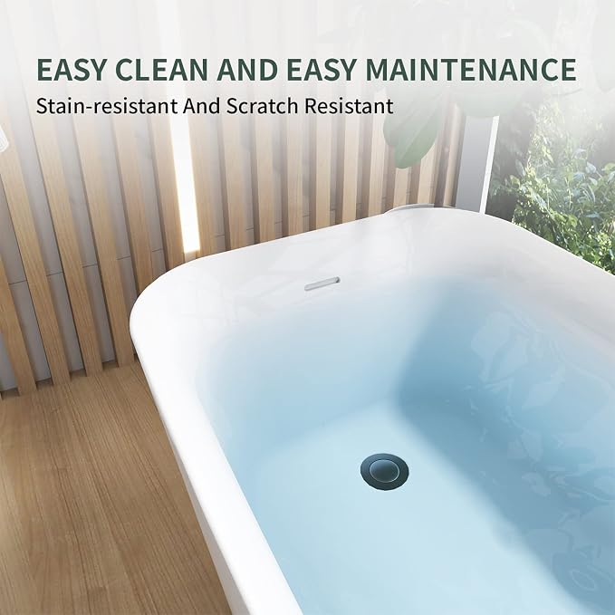 59" Acrylic Freestanding Bathtub, Single Slipper Free Standing Tub, Soaking Tub - Image 2