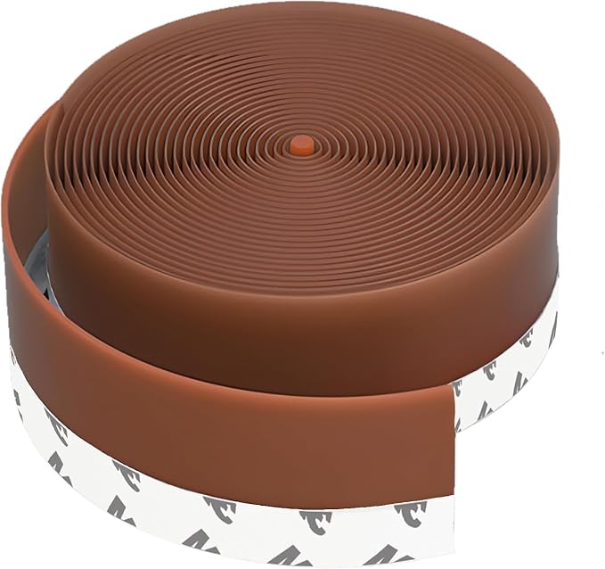 1.4in Brown Weather Stripping Door Seal – Heavy-Duty Silicone, Strong Adhesive by WigtdaWeatherStripping