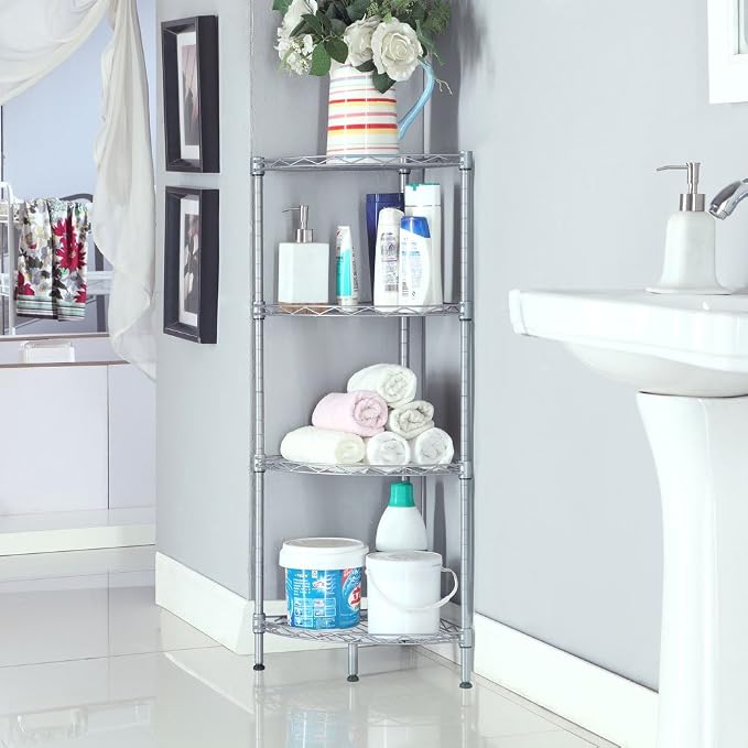 4 Tier Storage Racks Shelving, Heavy Steel Pantry Shelves, Adjustable Wire by Unknown