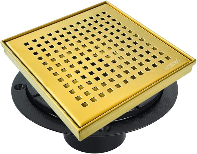 Neodrain 6 in Brushed Brass Square Shower Drain - Image 3