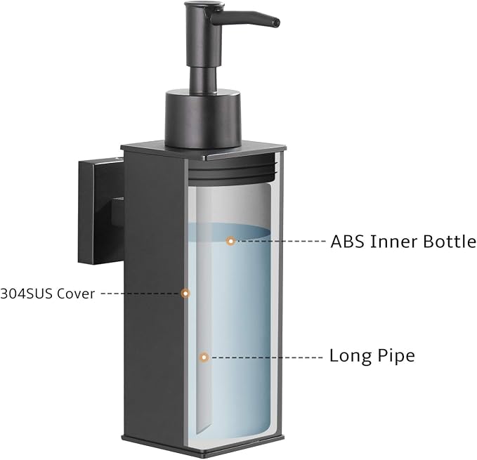 BGL Soap Dispenser Stainless Steel 304 Wall Mount Black Liquid and Soap - Image 7