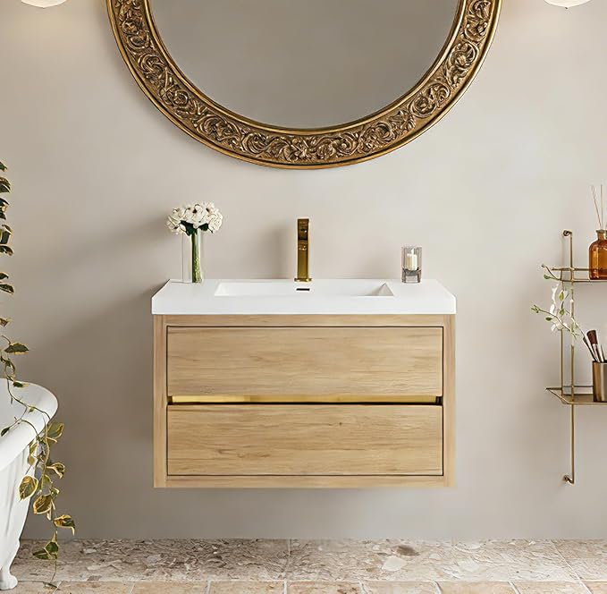 Modern 36" Wall-Mounted Bathroom Vanity by VUMALL