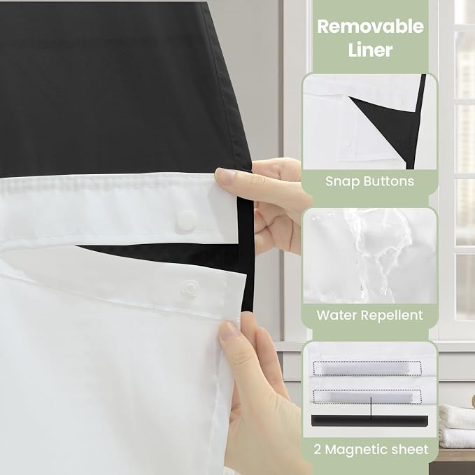 Inhousolu Long No Hook Shower Curtain - Image 5