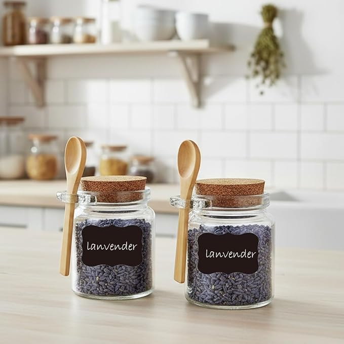 Ahhute Glass Sugar Scrubs Jars, Bath Salt Container, Snacks Spice Jars w/Bamboo - Image 3