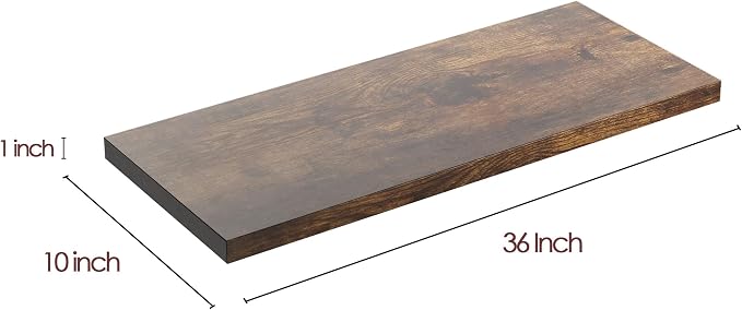 Wall Shelf Set of 3, Rustic Brown Floating Shelves 36 in W x 10 in D x 1 in H - Image 3