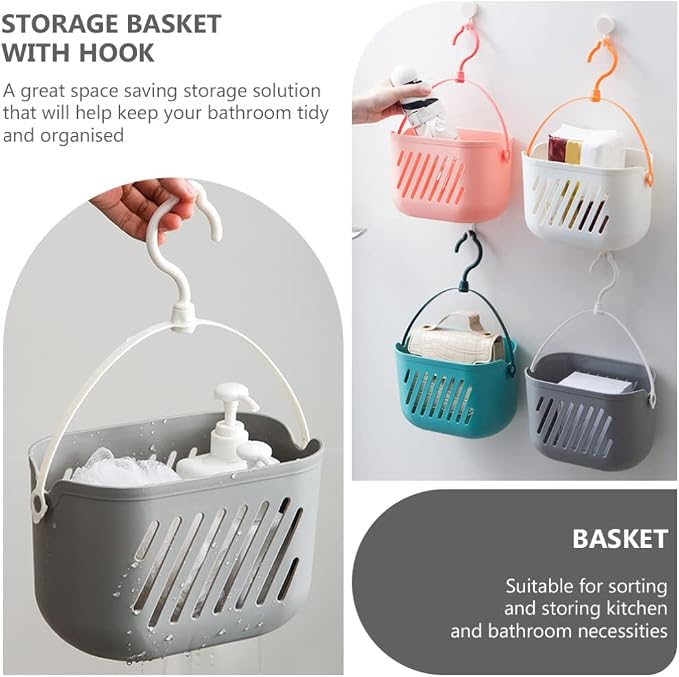 DOITOOL 2Pcs Hanging Shower Plastic Hanging Shower Baskets Portable Kitchen - Image 7