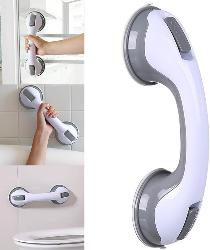 Shower Handles for Elderly Suction Seniors Cup 12 Inch Grey Grab Bar Safety by Unknown
