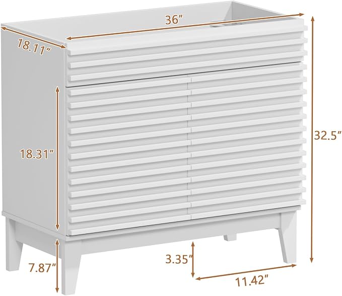 ROOMTEC 36" Bathroom Vanity, Mid-Century Freestanding Bathroom Vanity Cabinet - Image 3