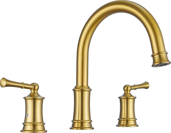 Brushed Gold Roman Tub Faucet, Antique Bathtub Faucet Set 3 Hole, High Flow by HANGORO