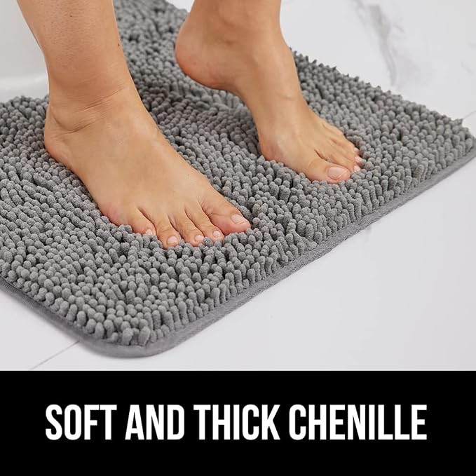 GORILLA GRIP Bath Rug Mat 60x17, Thick Soft Absorbent Chenille, Quick Dry - Image 3