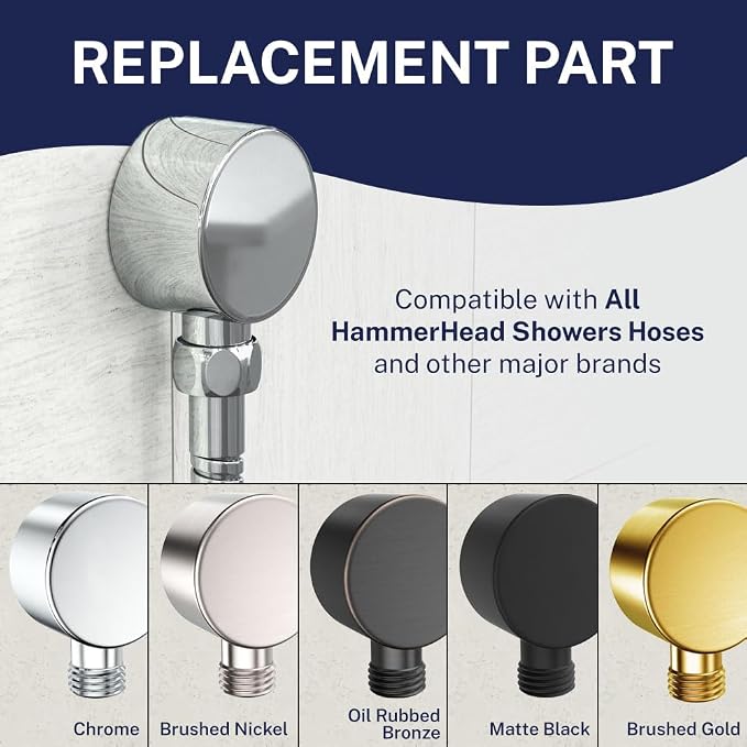 HammerHead Showers Solid Metal Drop Ell Wall Mount Elbow, 1/2" Shower Hose - Image 5