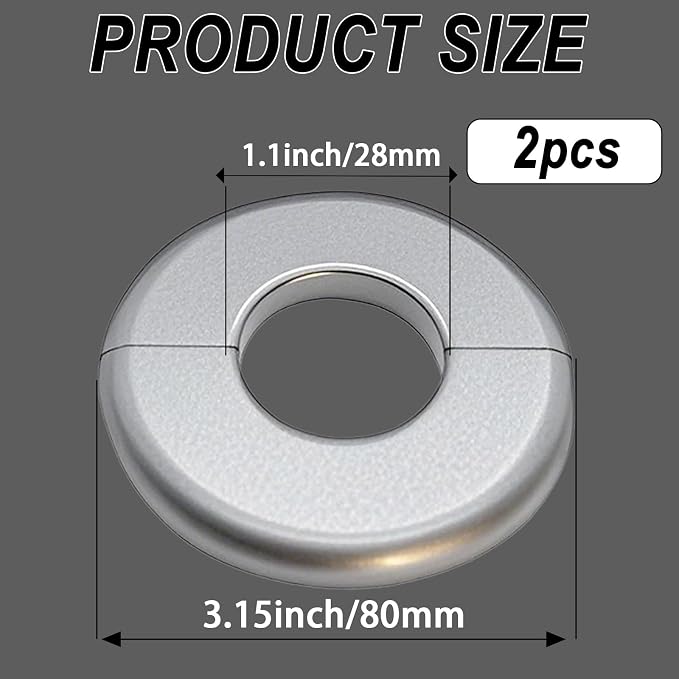 2 Pieces ABS Wall Split Flange Round Self-Adhesive Escutcheon Plate Cover - Image 2