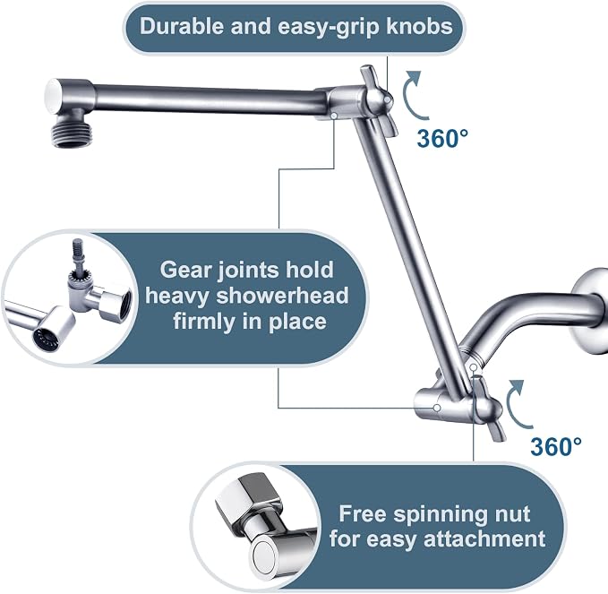 BRIGHT SHOWERS Brass Shower Arm Extender - Image 3