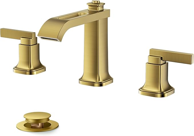 FORIOUS 3 Hole Gold Sink Bathroom Faucet by FORIOUS