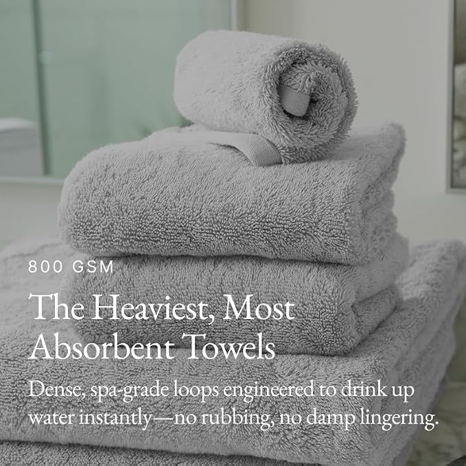 Italic Serene Ultraplush Cotton Bath Towels, Light Gray, 100% Cotton, Heavy Duty - Image 3