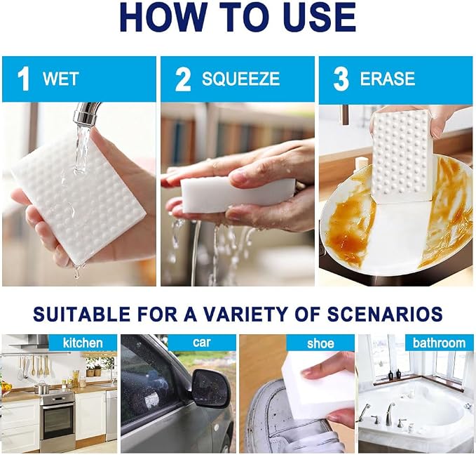 10 Pack Magic Sponge Eraser 2X Thick and Long Lasting Melamine Cleaning Sponges - Image 4