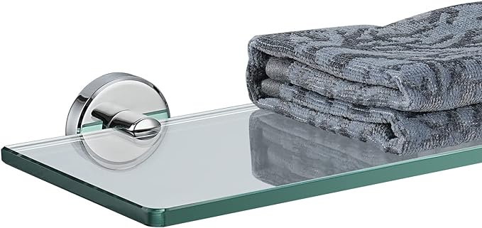 JQK Bathroom Glass Shelf Chrome, Tempered Glass Shower Storage 24 by 5 inches by Homeimprovement