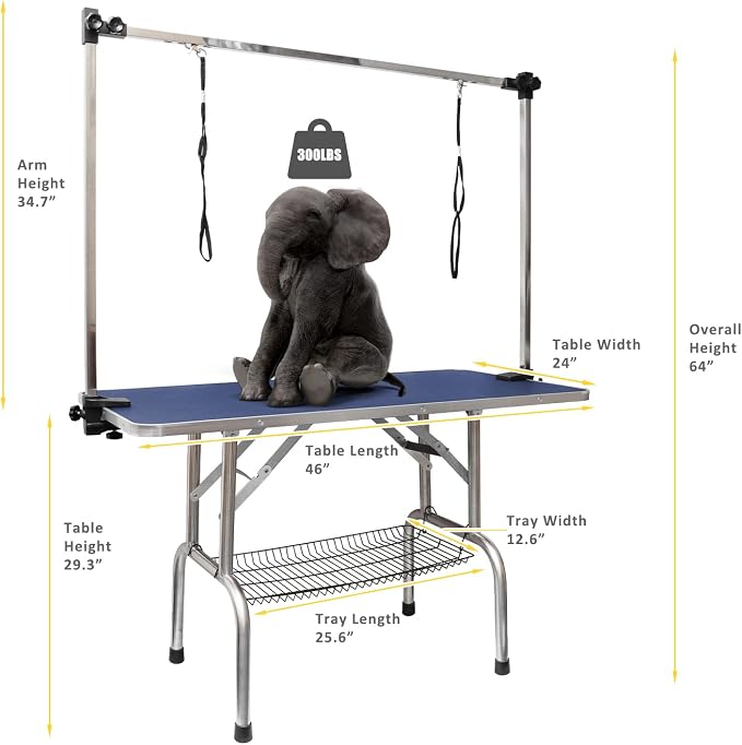 ROOMTEC 46" Dog Grooming Table, Foldable Home Pet Bathing Station - Image 2